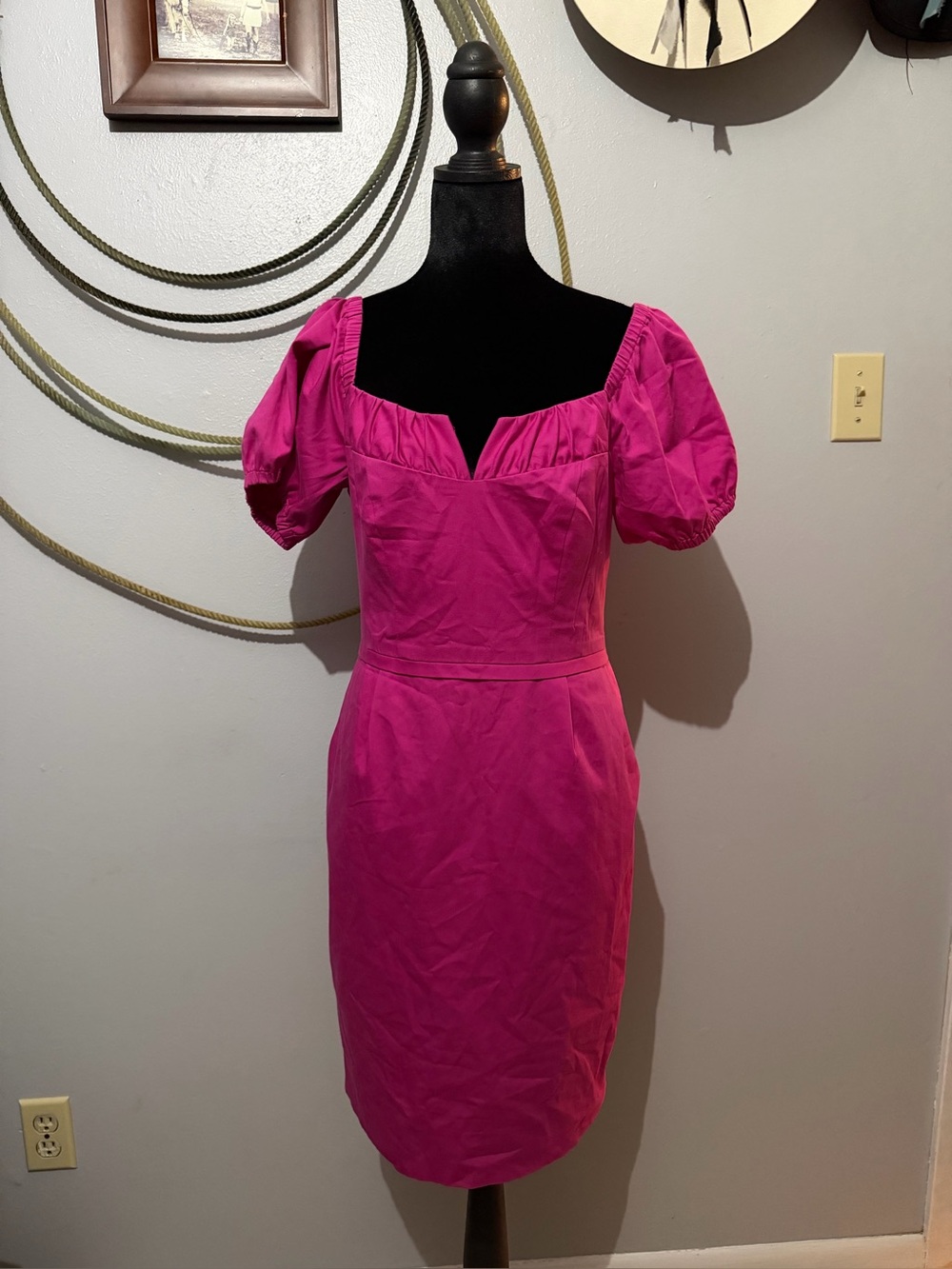Nanette Lepore Fuchsia Puff-Sleeve Sheath Dress